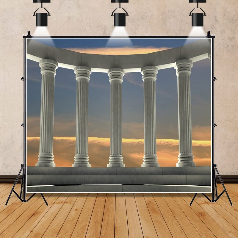 OFILA Greek Columns Backdrop 10x8ft Greek Toga Party Decoration Ancient Greek Theme Party Backdrops Birthday Pictures Background Greek Roman Themed Photography Backdrop - Image 3